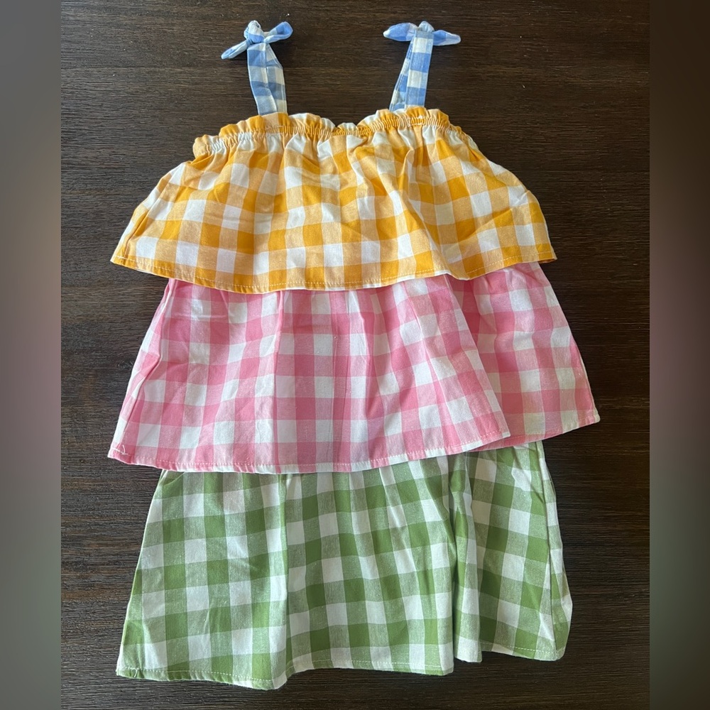 Mud Pie Gingham Tiered Dress, 4T
